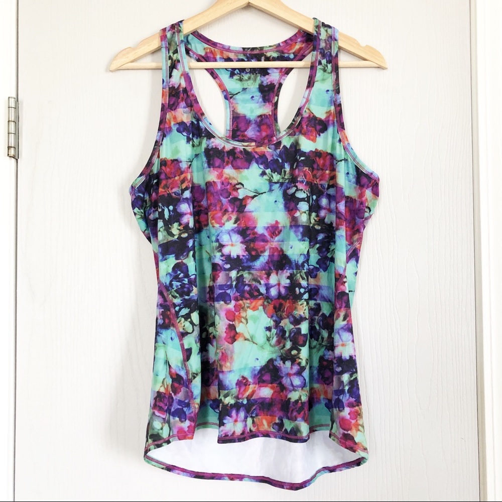 Athleta Floral Fade Chi Racerback Tank Large